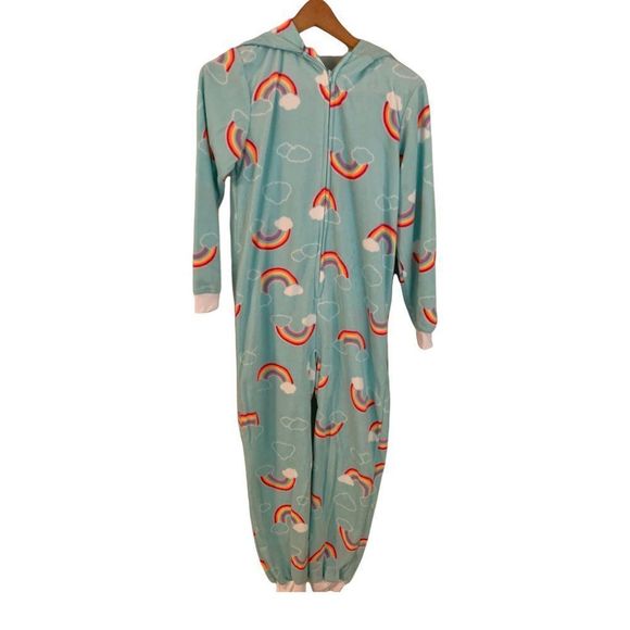 Cat &‎ Jack Light Blue Green Unicorn Footed Onesie Girls' Size 10/12 - Picture 1 of 14